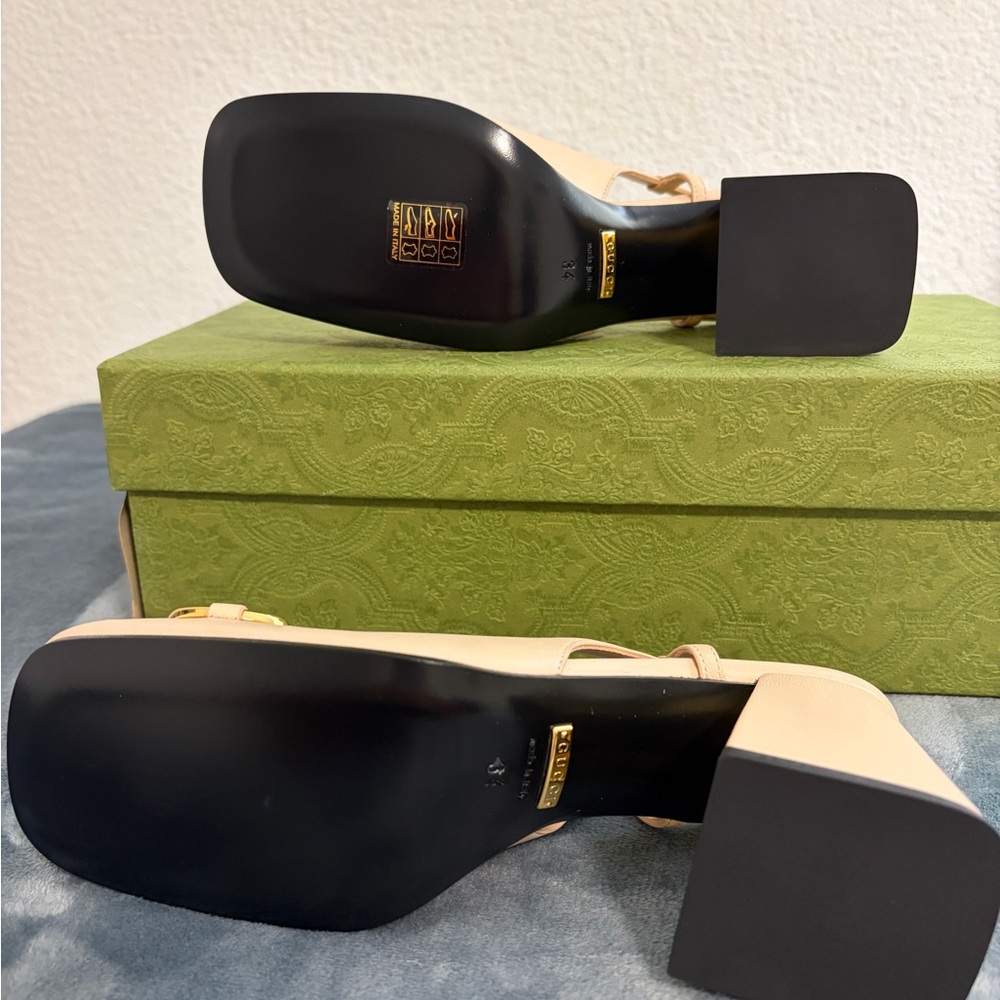 Brand New Gucci Women’s Mid-heel Slingback with Horsebit Skin Rose Size 34 US 4 - Picture 6 of 8